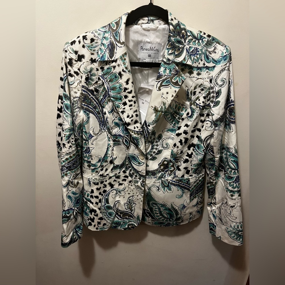 NWT Pamela McCoy printed blazer sz small